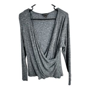 Rock & Republic Women’s Charcoal Gray Drape Long Sleeve Top Size XL Y2K